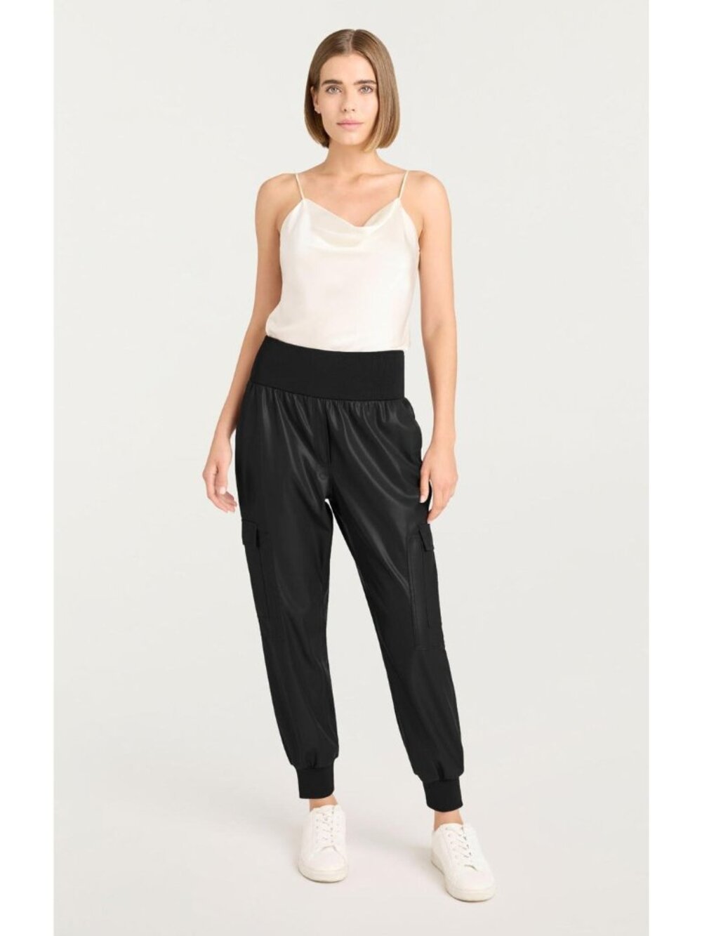 Cinq a Sept Women's Vegan Leather GILES Jogger Pull-On Pants Black Casual